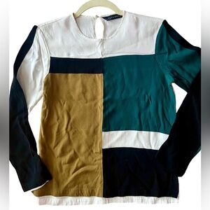 Zara Color-block Blouse Sz S